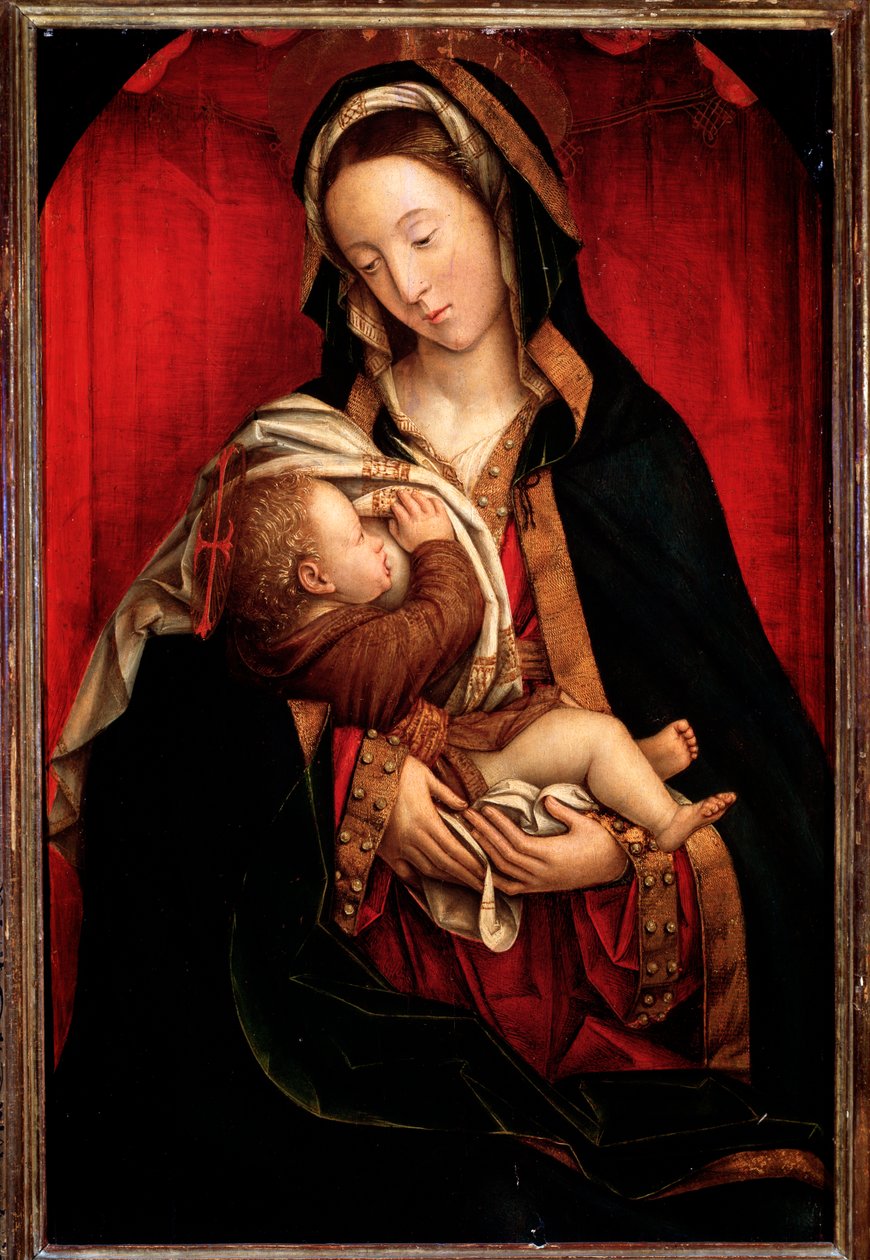 Maagd Maria die Jezus voedt door Defendente Ferrari