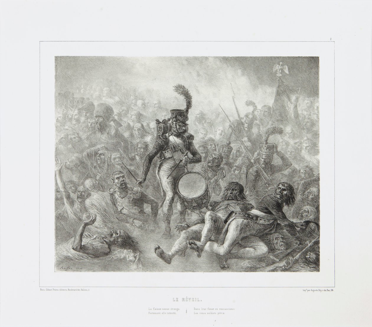 De Trommel die de Dode Soldaten Wekt, 1842 door Denis Auguste Marie Raffet