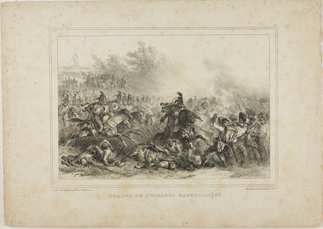 Aanval van de Republikeinse Huzaren door Denis Auguste Marie Raffet