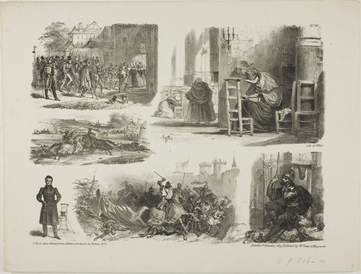 Schetsblad door Denis Auguste Marie Raffet