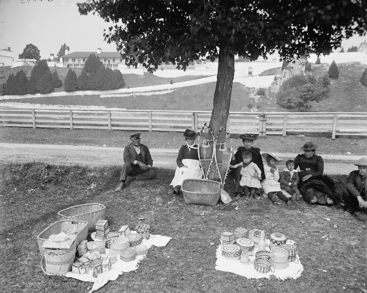 Indiase mandenmarkt, Mackinac, c.1905 door Detroit Publishing Co.