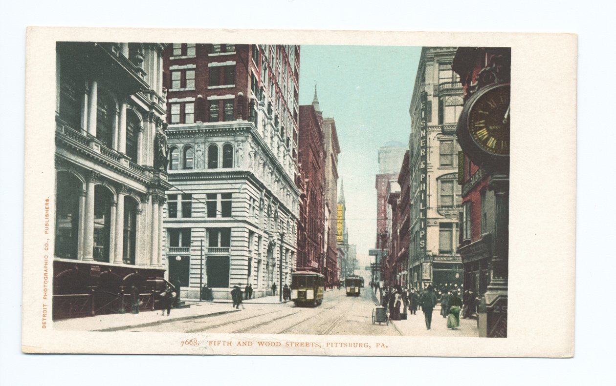 Fifth en Wood Streets, Pittsburgh, Pa. door Detroit Publishing Co.