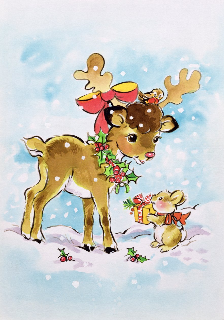 Kerst Rendier en Konijn door Diane Matthes