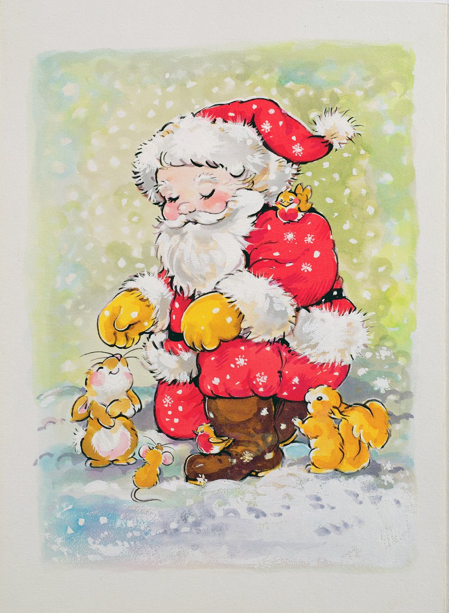 Kerstman met dieren door Diane Matthes
