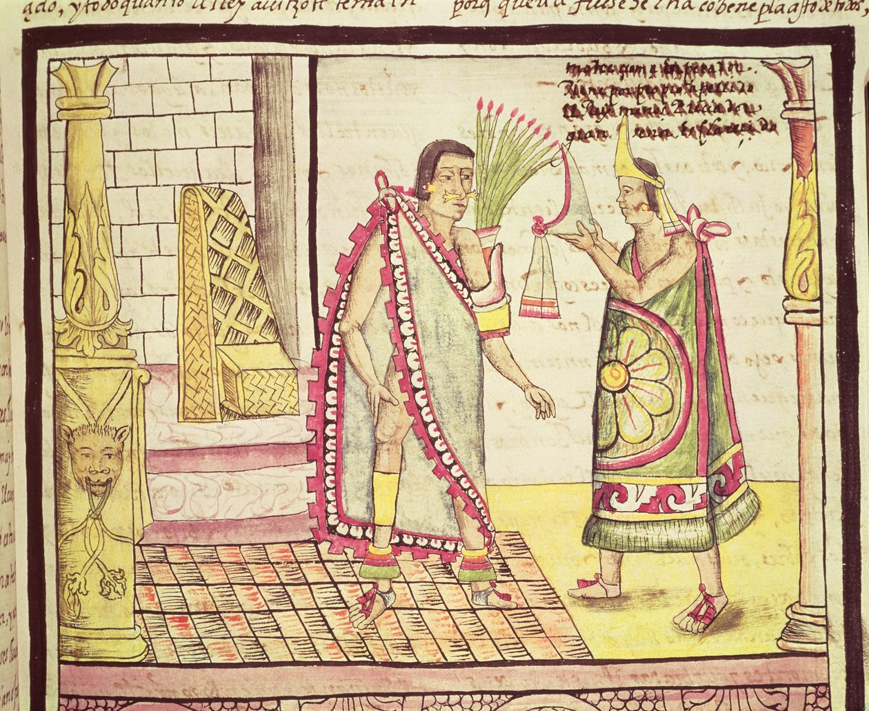 Fol.152v De kroning van Montezuma II (1466-1520) de laatste Mexicaanse keizer in 1502, 1579 door Diego Duran