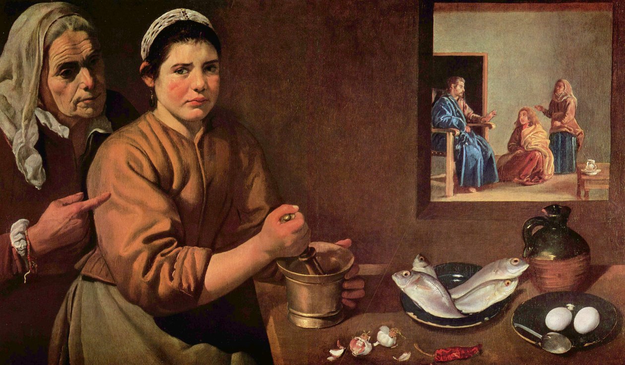 Christus in het huis van Martha en Maria door Diego Velázquez