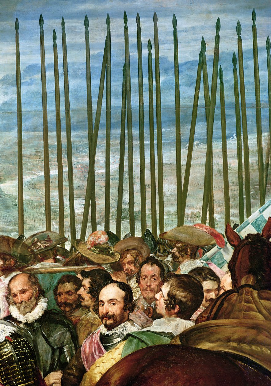 De Overgave van Breda, 1625, detail van soldaten met lansen, ca. 1635 door Diego Velázquez