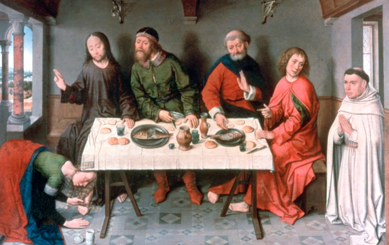 Christus in het huis van Simon, 1440s door Dieric Bouts