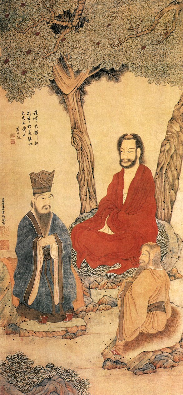 Confucius en Lao Tseu, Ming-dynastie door Ding Yunpeng