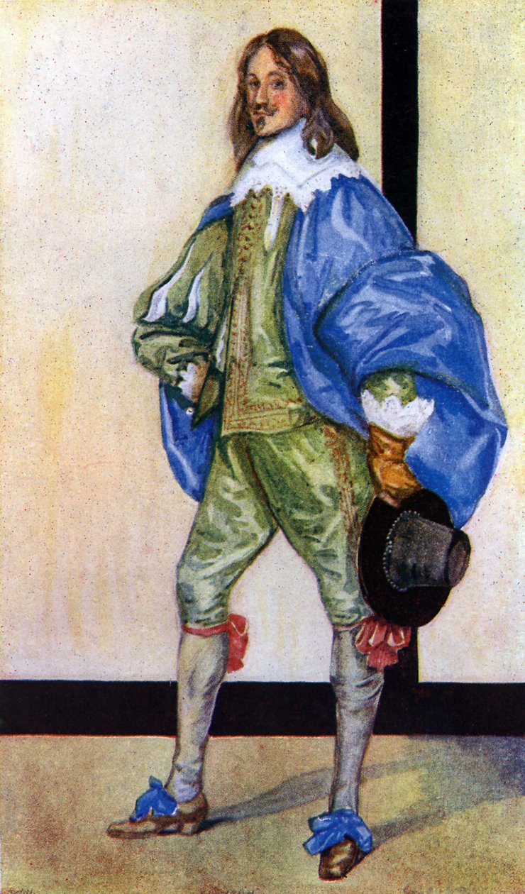 Mannenkostuum in het bewind van Charles I (1625-1649) door Dion Clayton Calthrop