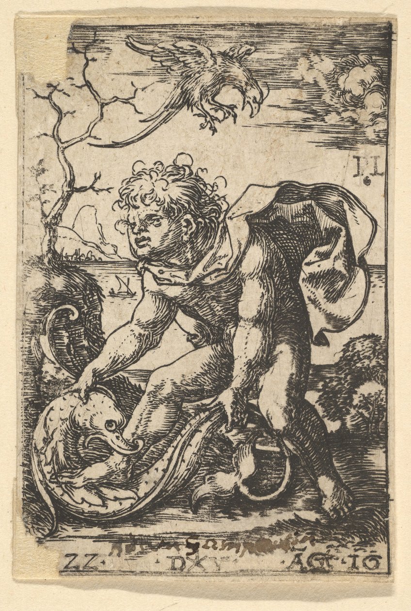 Man met een vis, 16 augustus 1522 door Dirck Vellert
