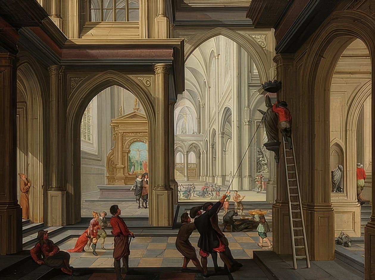 Beeldenstorm in een kerk. 1630 door Dirck van Delen