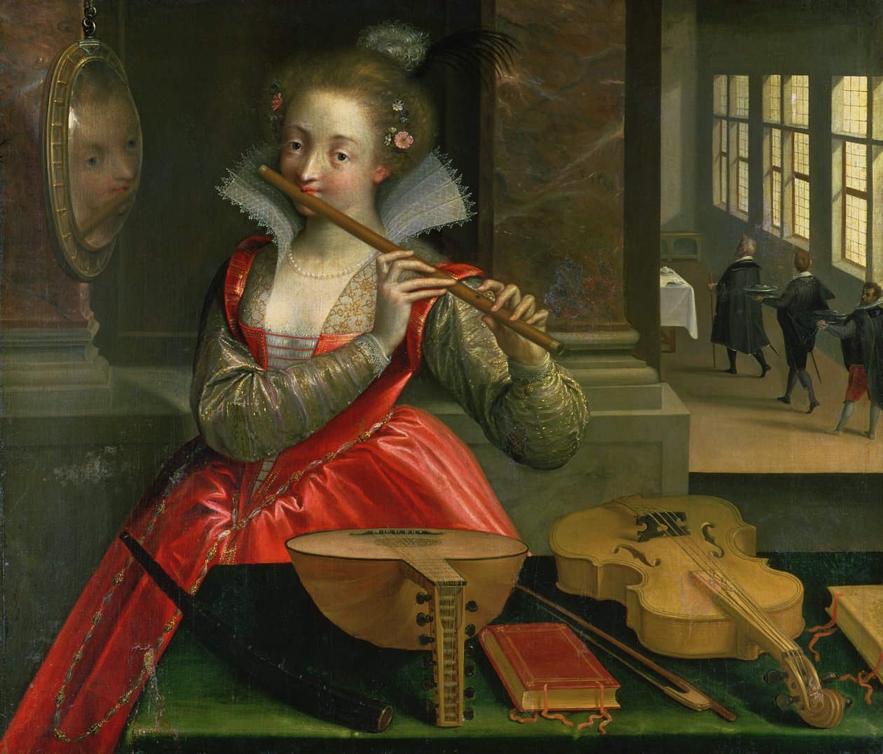 Allegorie van Muziek (de Fluitspeler), c.1600 door Dirk de Quade van Ravesteyn