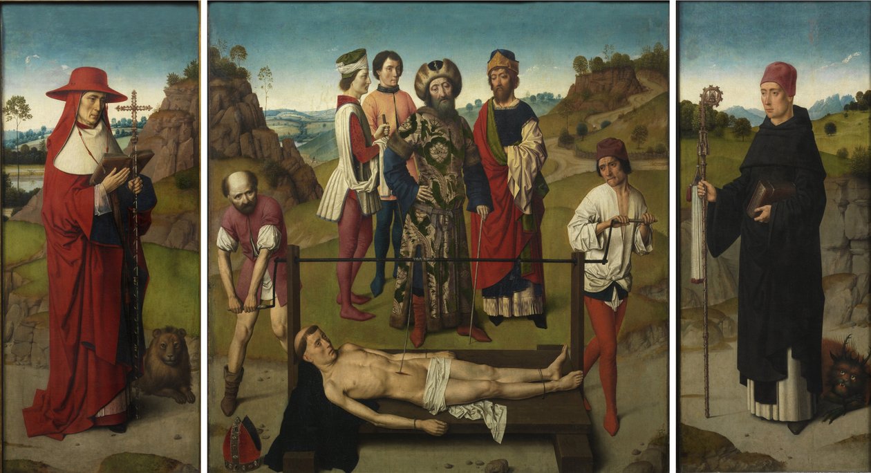 Martelaarschap van Sint Erasmus Drieluik, 1458 door Dirk Bouts