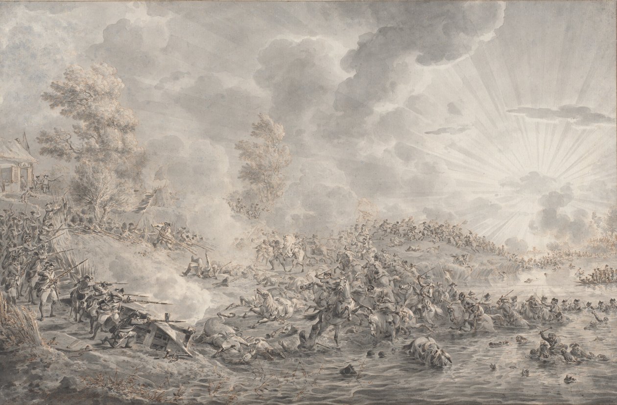 Slag bij een Rivier door Dirk Langendijk