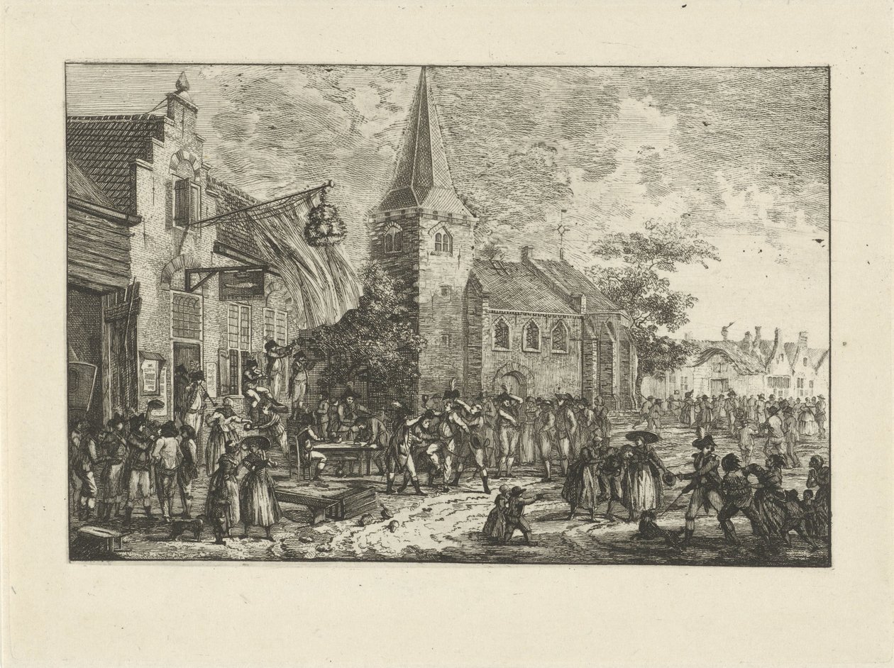 Figuren bij een herberg door Dirk Langendijk