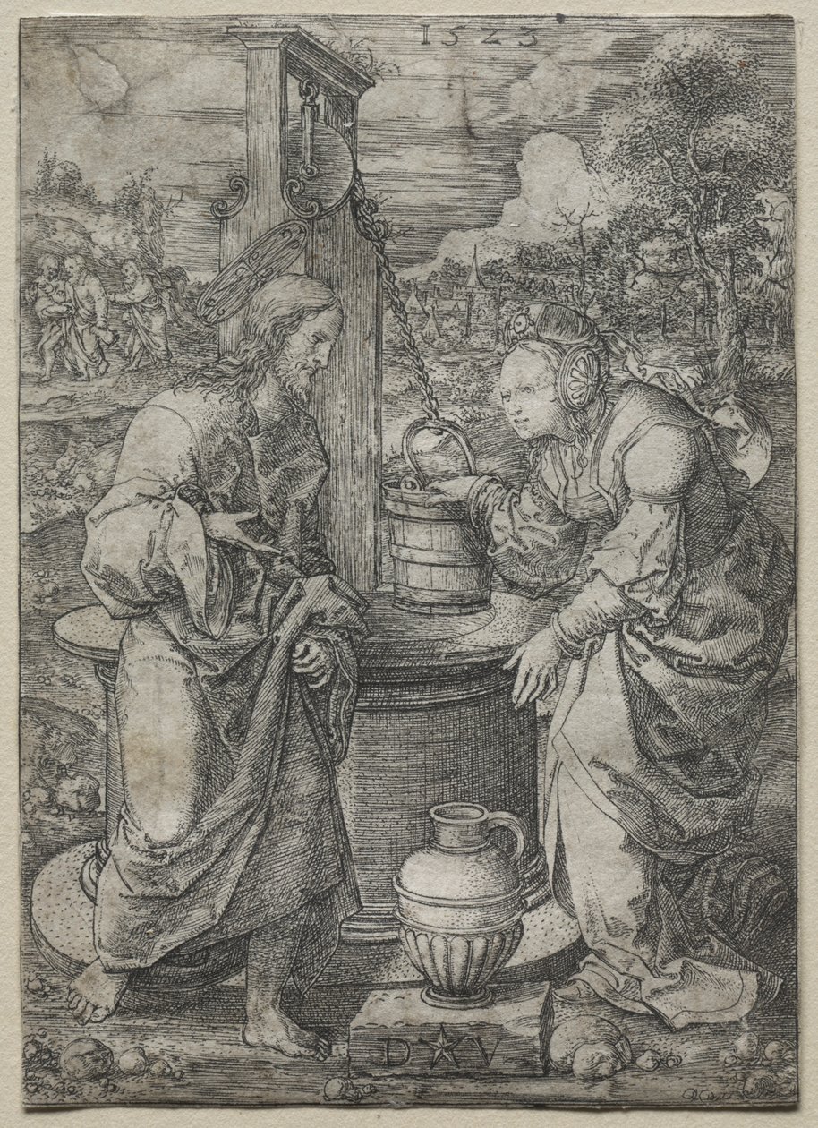 Christus en de vrouw van Samaria, 1523 door Dirk Vellert