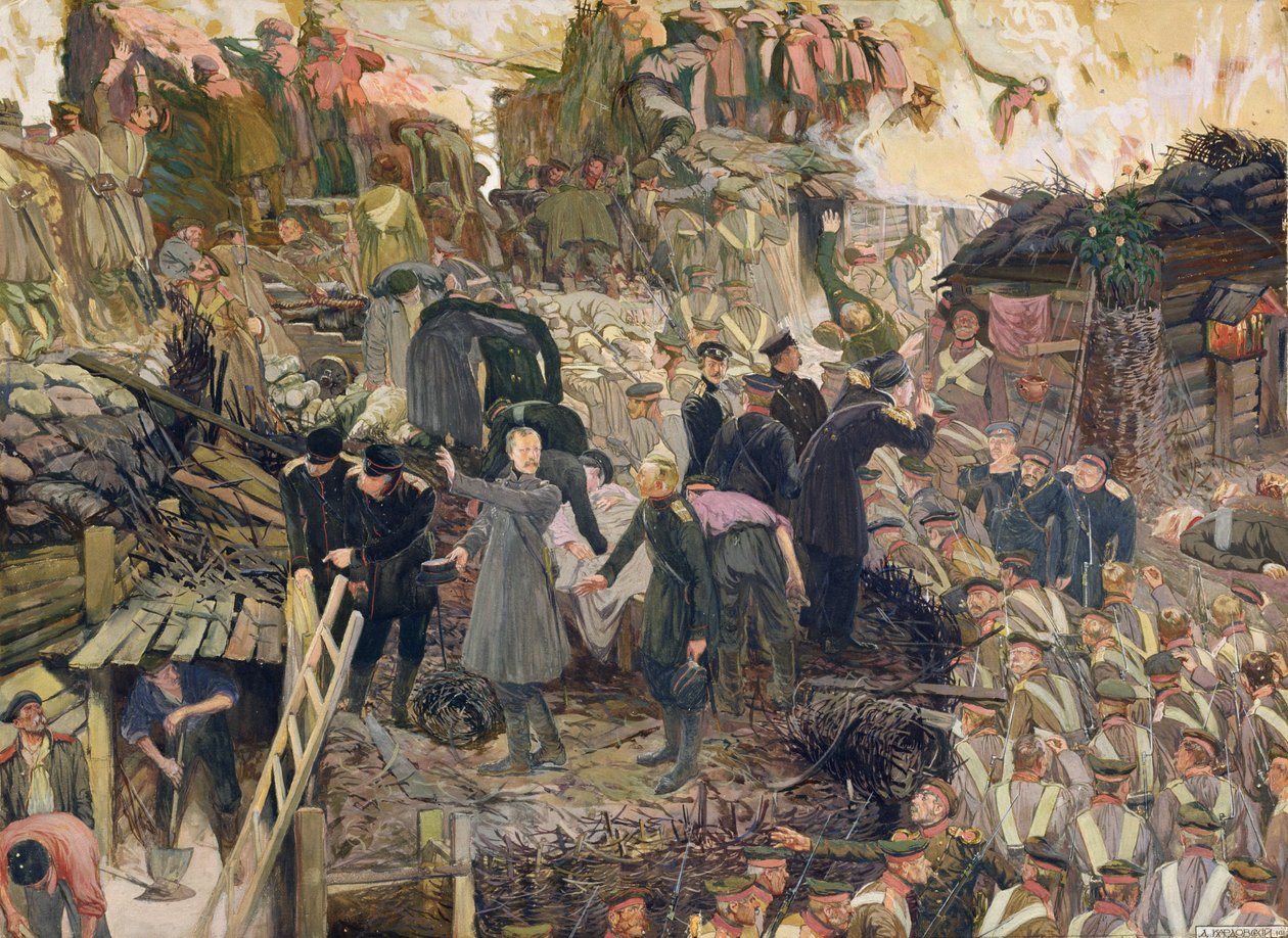 De verdediging van Sebastopol, 1910 door Dmitri Nikolayevich Kardovsky