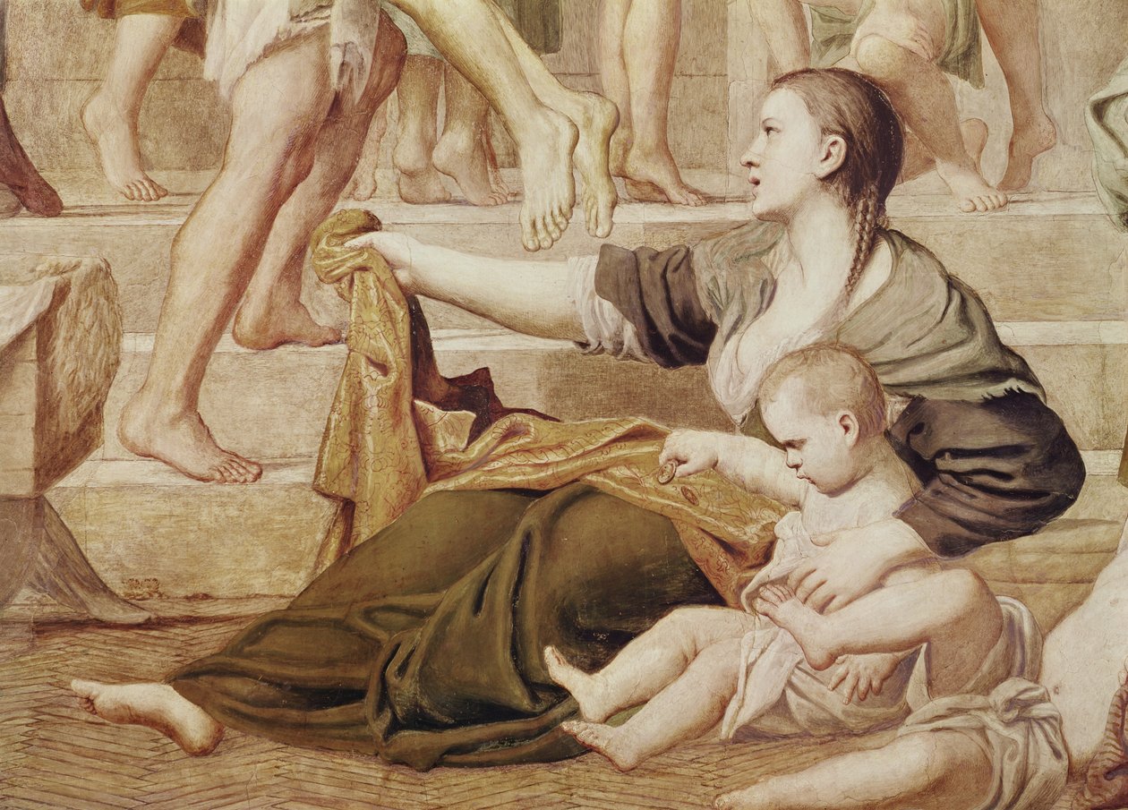 Detail van St. Cecilia die Aalmoezen Uitdeelt c.1612-15 (detail) door Domenichino