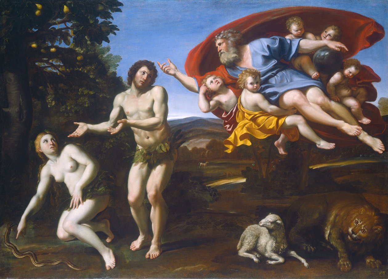 De berisping van Adam en Eva door Domenichino