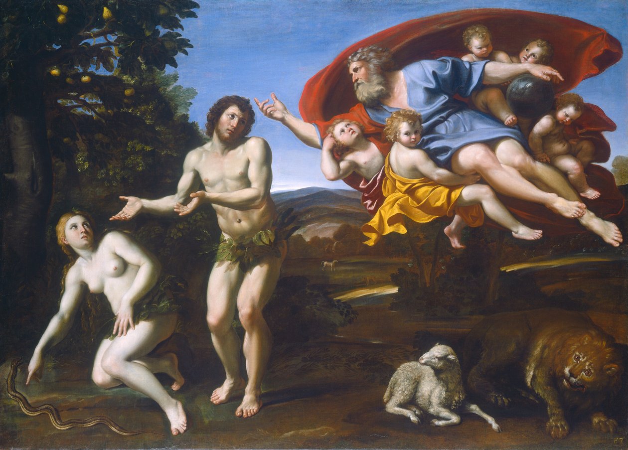 De berisping van Adam en Eva door Domenichino