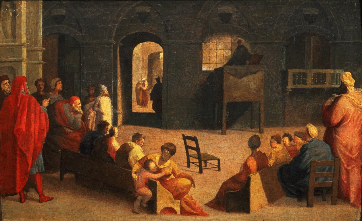 St. Bernardino van Siena Predikend door Domenico di Pace Beccafumi  
