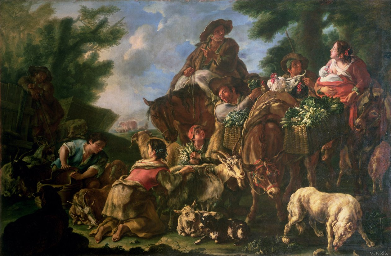 Groep herders met een paard door Domenico Brandi