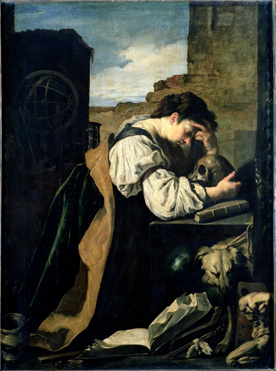 Melancholie door Domenico Fetti or Feti