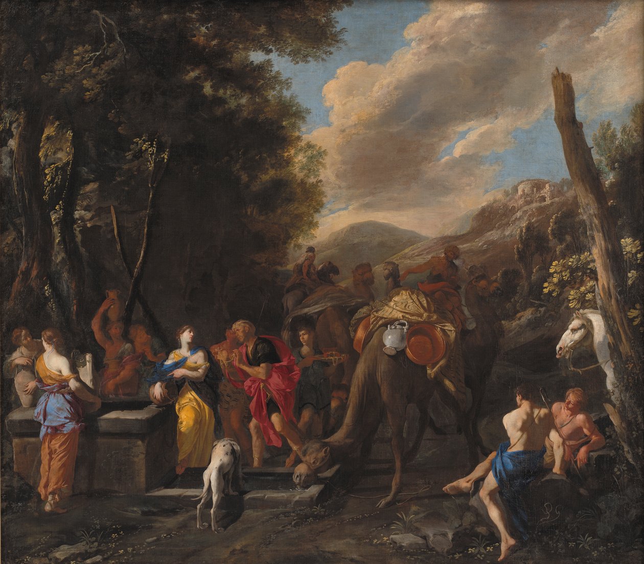 Rebekka en Eliezer bij de bron door Domenico Gargiulo