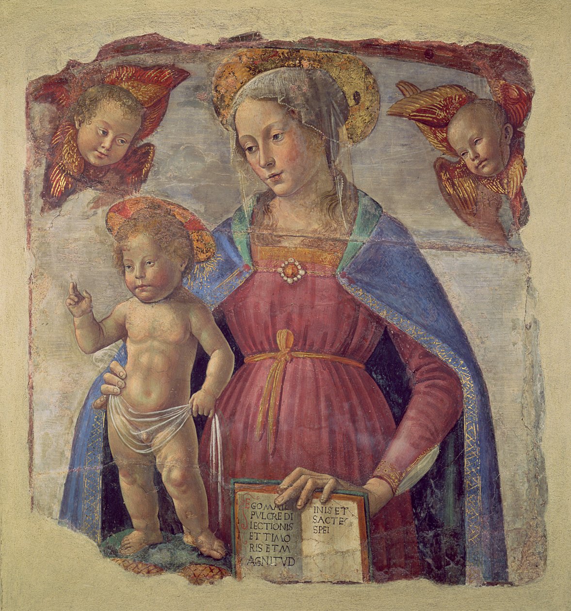 Madonna en kind met engelen door Domenico Ghirlandaio