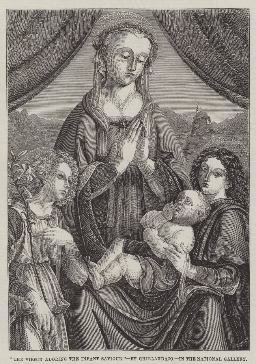 De Maagd die de Heiland aanbidt door Domenico Ghirlandaio