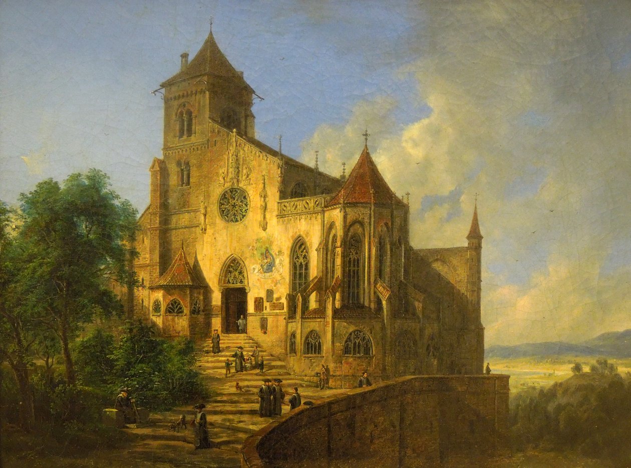 Landschap met een kerk door Domenico Quaglio the Younger