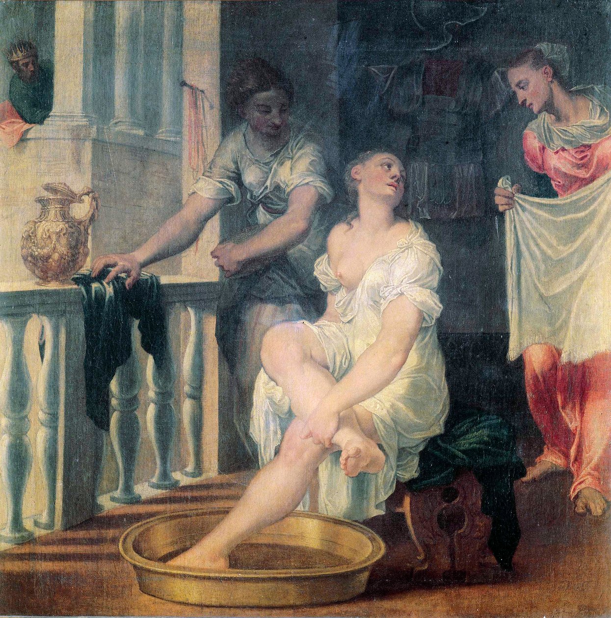 Bathseba in haar bad door Domenico Brusasorci