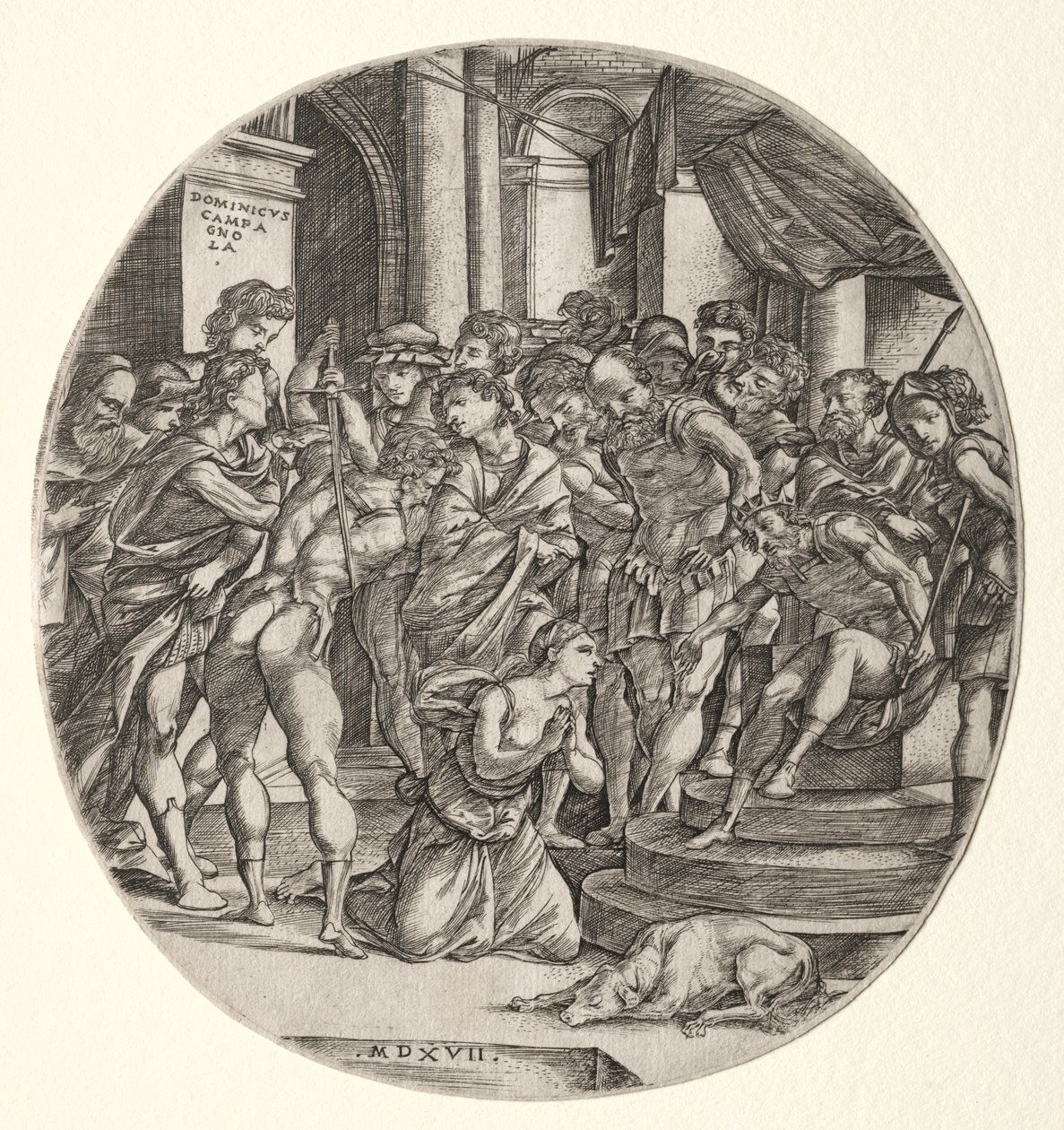 Onthoofding van Sint Catharina door Domenico Campagnola