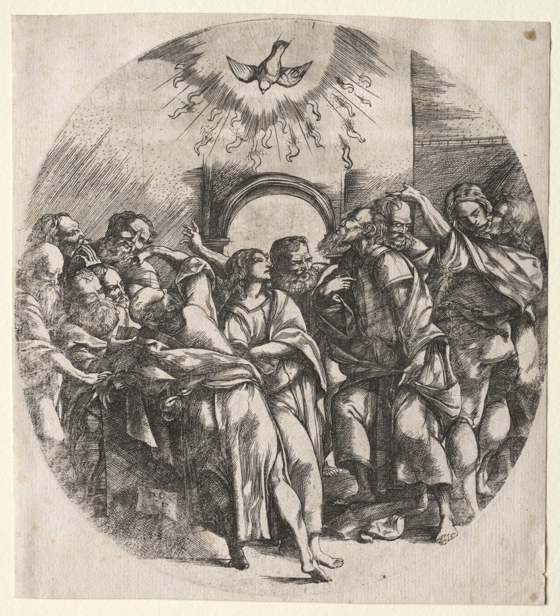 De nederdaling van de Heilige Geest door Domenico Campagnola