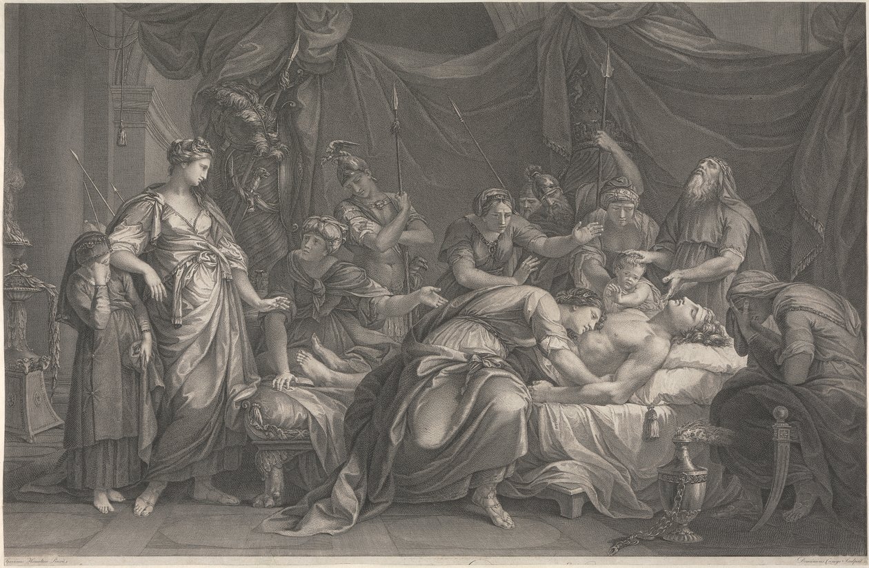 Andromache treurt om de dood van Hector door Domenico Cunego