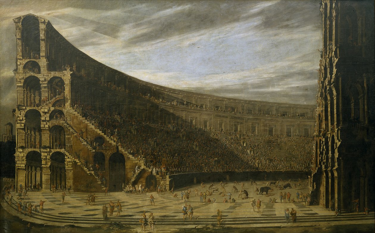 Perspectief van een Romeins amfitheater door Domenico Gargiulo