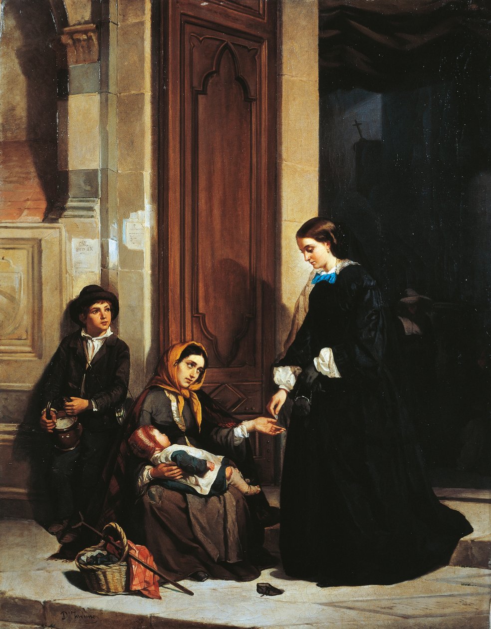 De liefdadigheid door Domenico Induno