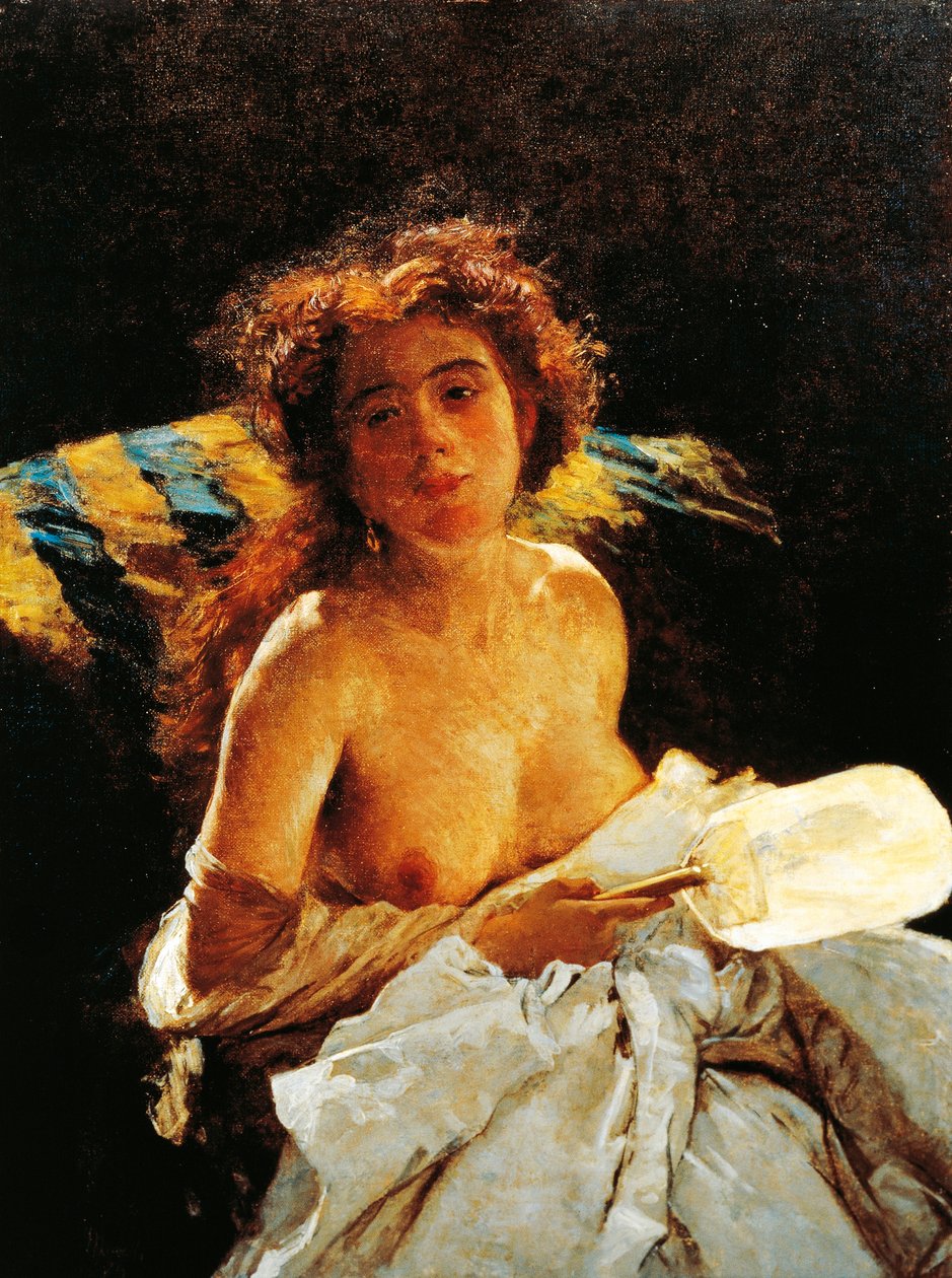 Dame met Waaier door Domenico Morelli