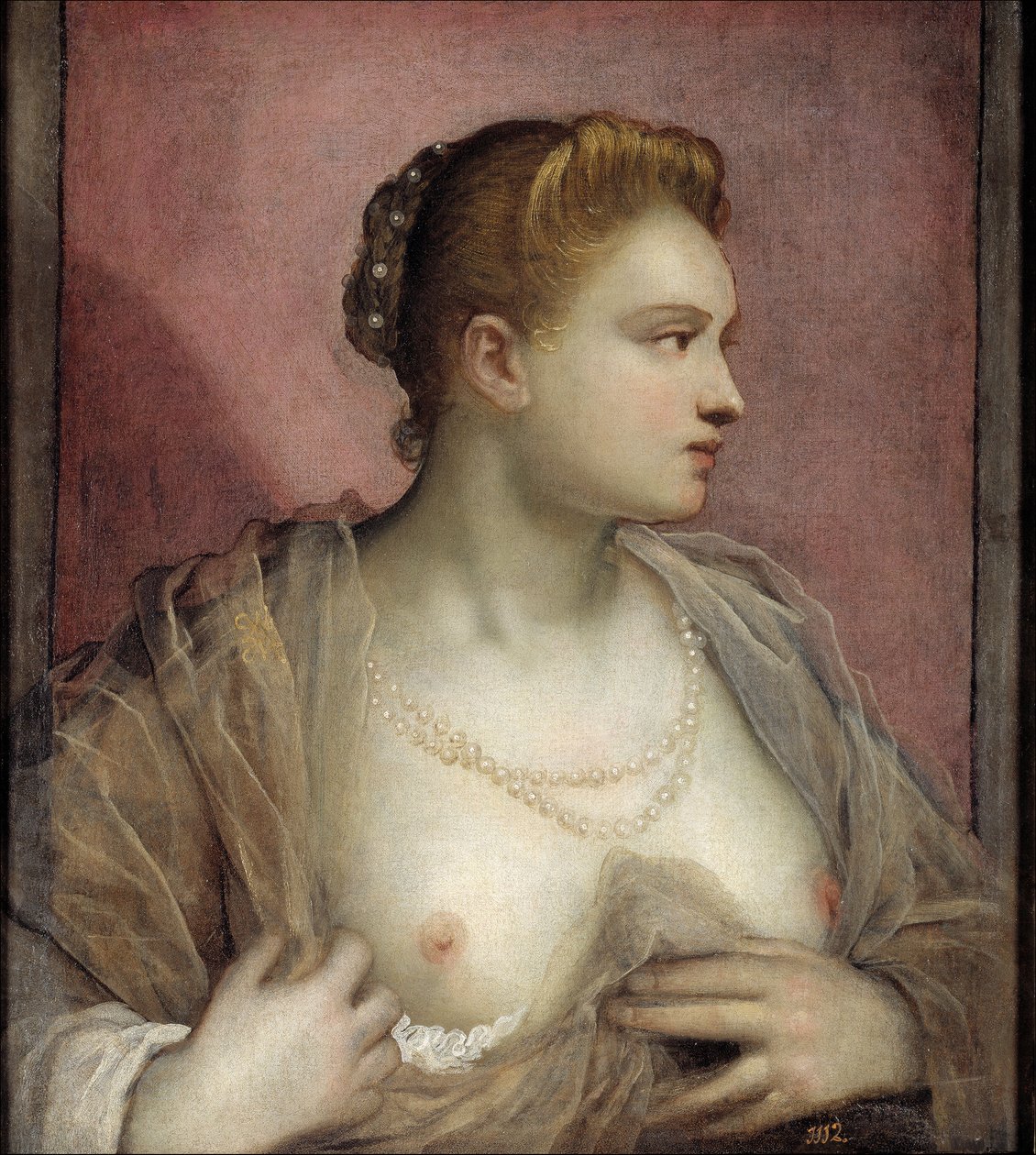 Dame die haar Borst Ontbloot door Domenico Robusti Tintoretto