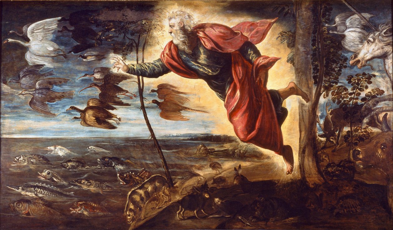 De schepping van de dieren door Domenico Robusti Tintoretto