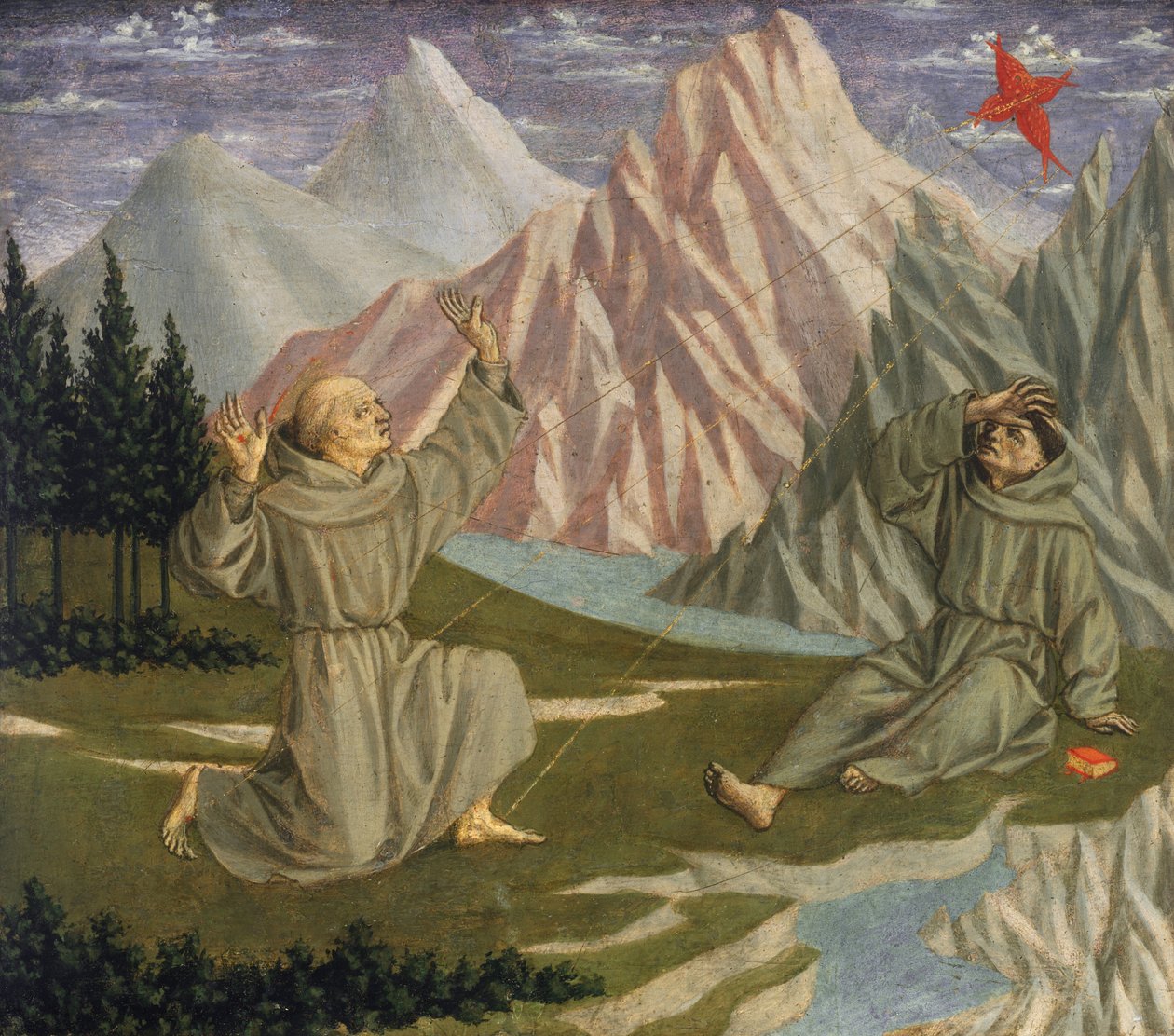 Sint Franciscus ontvangt de stigmata door Domenico Veneziano