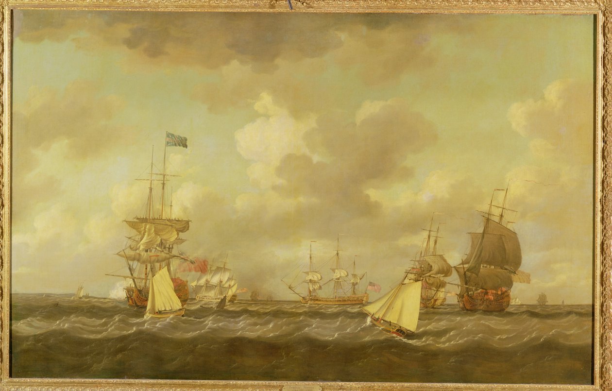 Engelse schepen komen voor anker in een frisse bries door Dominic Serres