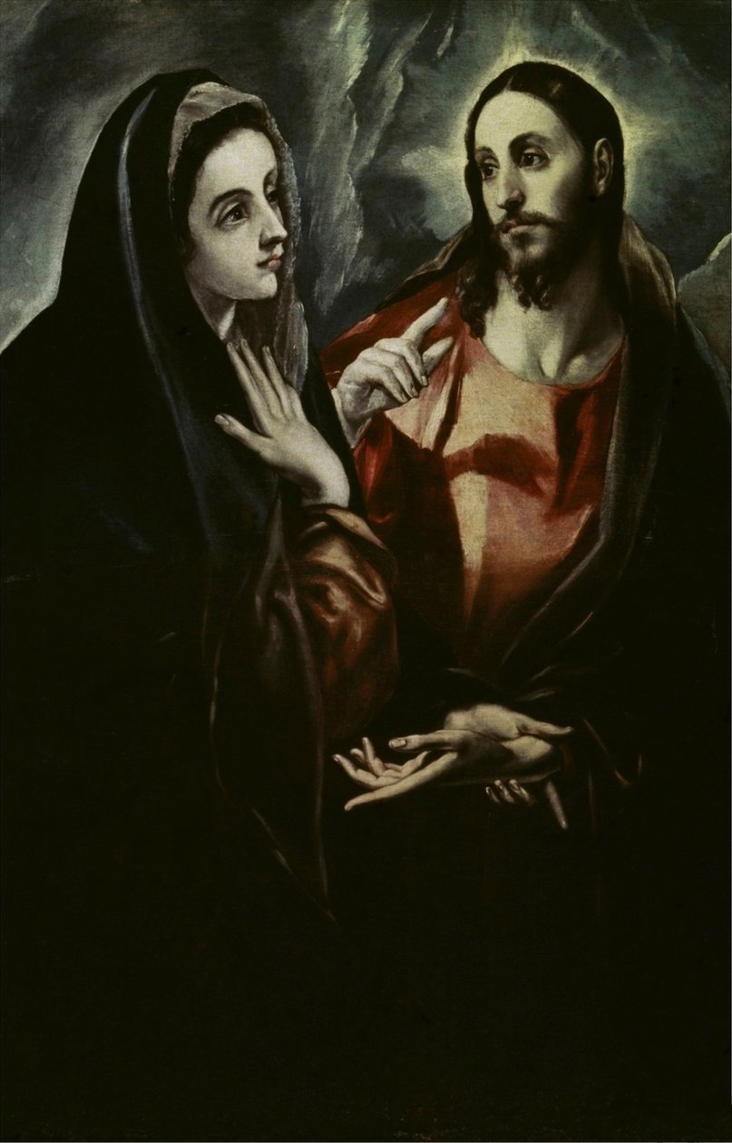 Christus neemt afscheid van Maria door El Greco