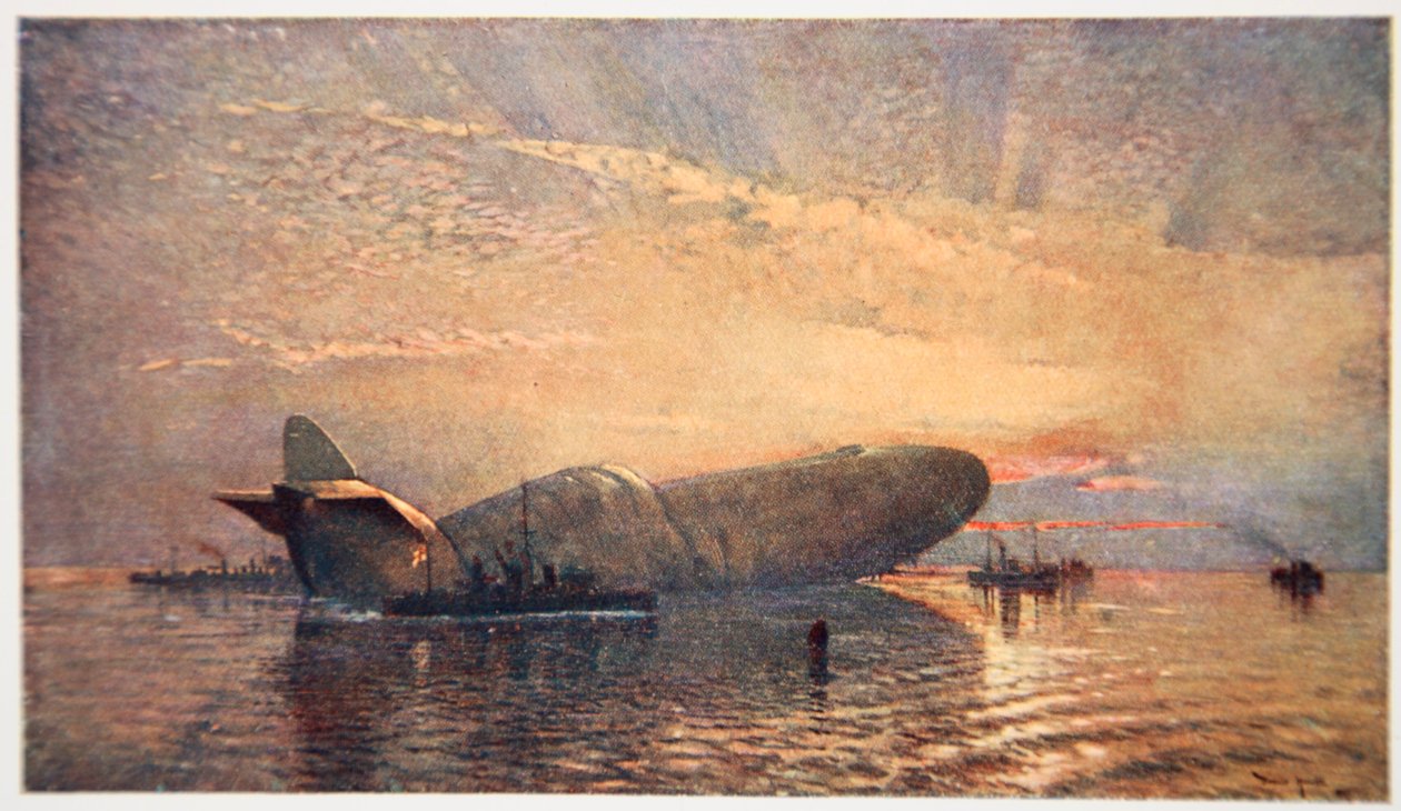 St. George en de Draak: Zeppelin L15 in de Theems, april 1916, illustratie uit 