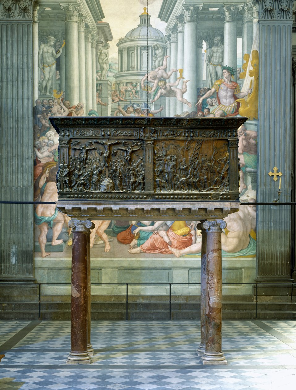 Linker preekstoel, Basilica di San Lorenzo, Florence, 1460 door Donatello