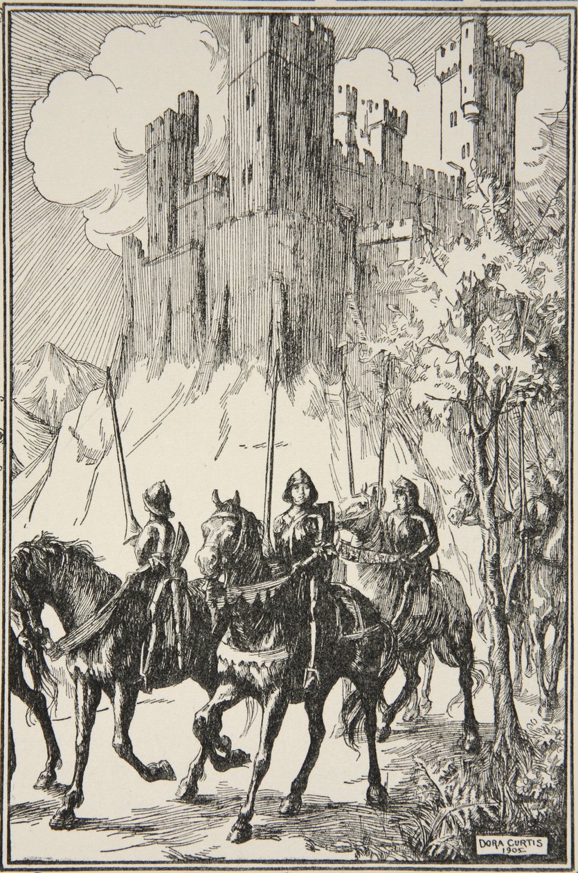 Sir Galahad in de abdij, illustratie uit 