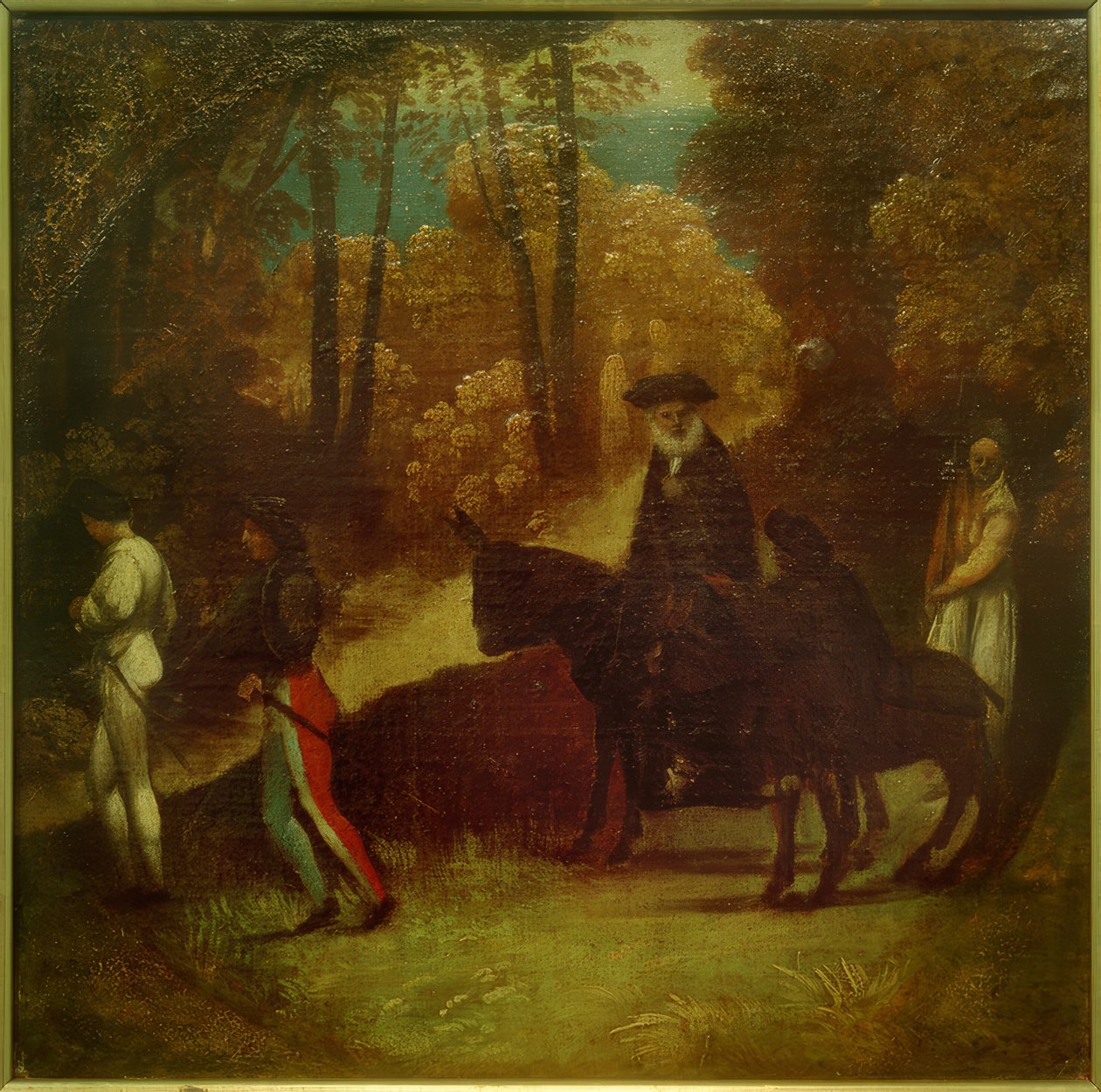 Reizigers in het bos door Dosso Dossi