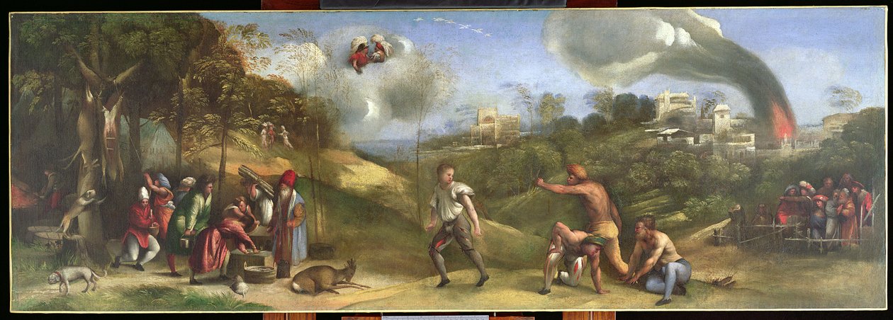 De Siciliaanse Spelen, een scène uit de Aeneis, deel van de fries in de camerino van hertog Alfonso d