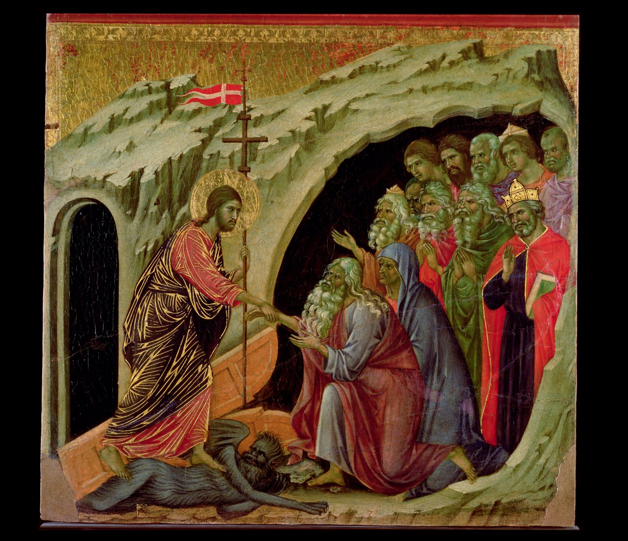 Maesta: Nederdaling in de Limbo, 1308-11 door Duccio di Buoninsegna
